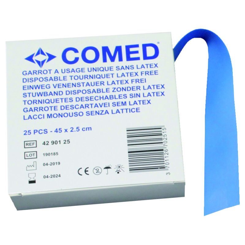 Garrots sans latex COMED – Boîte distributrice de 25